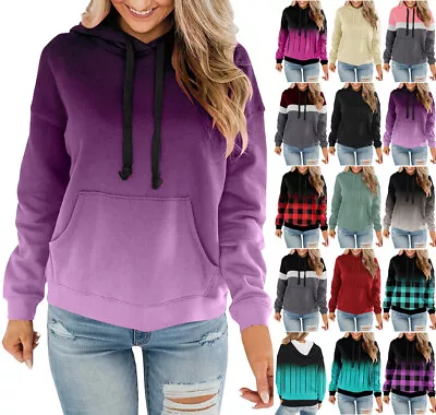 Buy Plus Size Ladies Blouse Sweatshirt Long Sleeve Casual Hooded Hoodies Tops Shirts • 14.39£