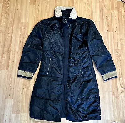 Buy Cheignon Puffer Jacket Women's Medium Black Long Quilted Full Zip Sherpa Collar • 115.55£