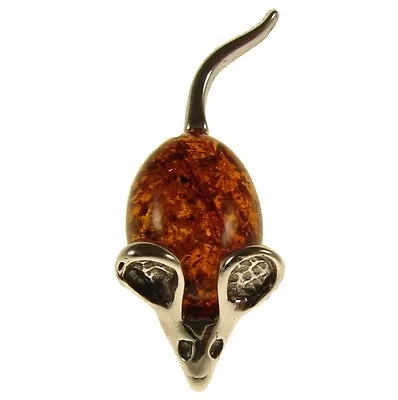 Buy Baltic Amber Sterling Silver 925 Ladies Mouse Brooch Pin Jewellery Jewelry Gift • 16.99£