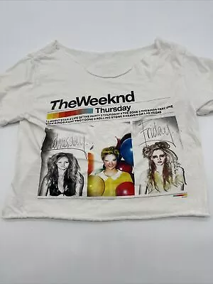 Buy The Weekend Thursday T-Shirt Women Small Graphic Print White Cropped Out…#5976 • 2.84£