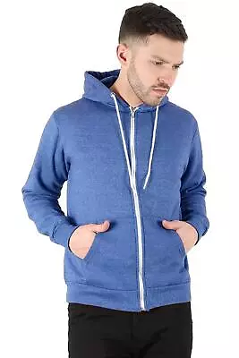 Buy Mens Hoodies Plain Jacket Hooded Zip Up Hoody SweatShirt Drawstring Fleece Top • 8.99£