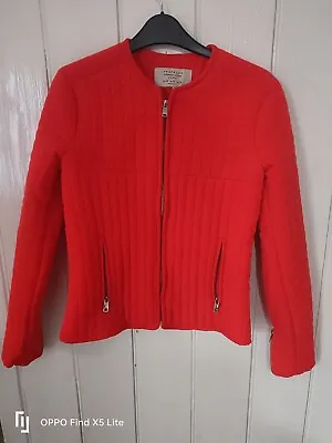 Buy Woman's Zara Trafaluc Red Quilted Biker Style Jacket UK Size XS. Sale Reduced  • 0.99£