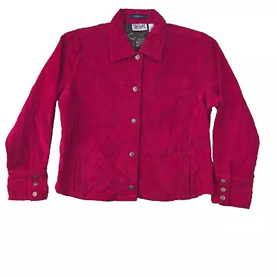 Buy Bill Blass Jeans Red Corduroy Cotton Regular Jacket Women Size UK Large • 19.99£