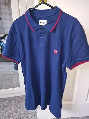 Buy Polo T-shirt Wrangler Size M Navy Short Sleeve Collar Cotton Logo Men’s New  • 10£