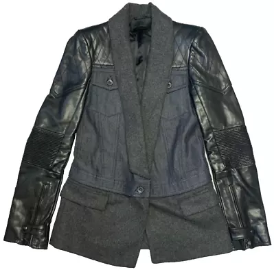 Buy Diesel Black Gold Womens Black Leather/Denim/Cashmere Jacket Size 40 UK 8 • 130£