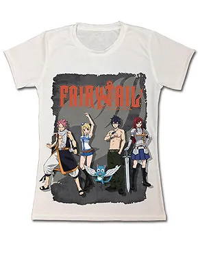 Buy **Legit** Fairy Tail Natsu Happy Erza Gray Beach Group Authentic T-Shirt #59707 • 23.58£