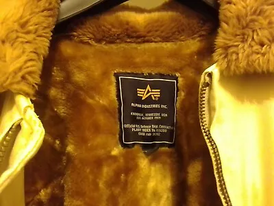 Buy Alpha Industries Men's Beige XL Fur Lined Jacket Second Hand But Good Condition • 85£
