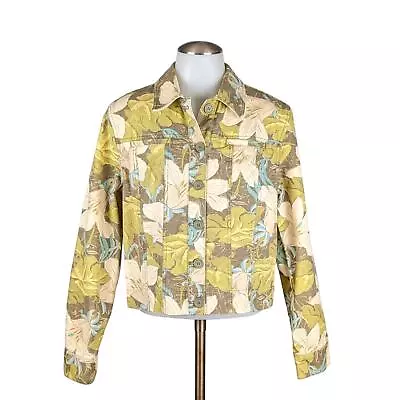 Buy Liz Claiborne Denim Jacket Womens Large Cropped Tropical Floral Vintage • 23.62£