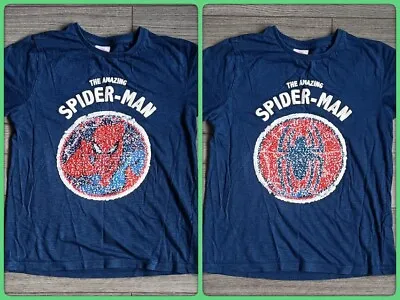 Buy Next Two Design Sequin Marvel The Amazing Spider-Man T-shirt. 7yrs, Height 122cm • 5.95£