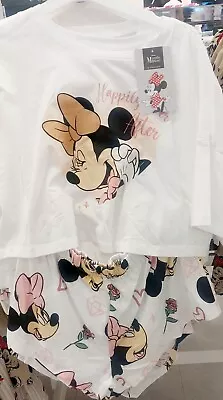 Buy Disney Minnie Mouse Cotton Tshirt & Short Bride-To-Be Pyjama Set UK Size 4-24 • 19.99£