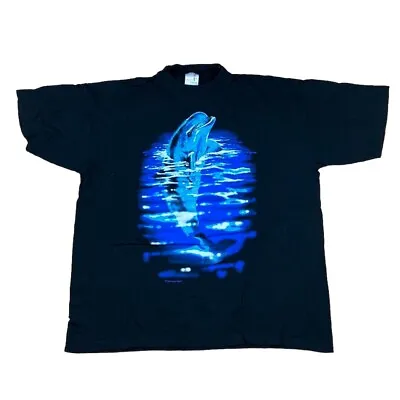 Buy Dolphin T Shirt Vintage Large Black Graphic Oversized Hipster Y2k JTS Tag T • 22.50£