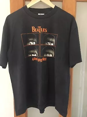 Buy Beatles Hard Days Night T-Shirt Large Black Music Crew Neck Short Sleeve USED • 2.99£