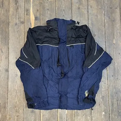 Buy Fila Rain Jacket 90s Full-Zip Vintage Hiking Outdoor Bomber Coat, Navy, Mens XL • 30£
