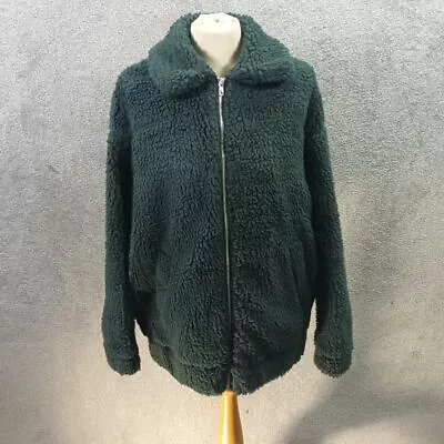 Buy New Look Forest Green Wooly Jacket Borg Faux Fur Thick Oversized Y2k Uk 10 • 14.99£