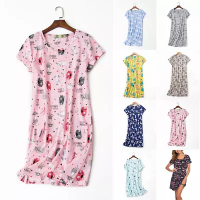 Buy Womens Nightie Short Sleeve Summer Night Dress Nightwear T Shirts Tops Sleepwear • 10.99£