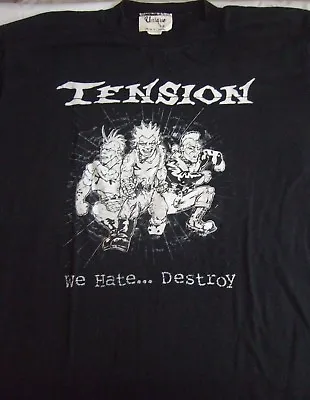 Buy TENSION We Hate / Destroy TShirt Size L CAN Punk Ex Exploited Gbh Defiance • 8.52£