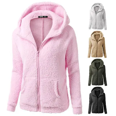Buy Womens Winter Warm Fleece Hoodies Coat Jacket Ladies Outwear Overcoat Plus Size • 12.73£
