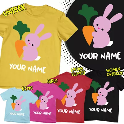 Buy Personalised Blessed Easter Cute Pink Rabbit With Carrot Family Tee T-Shirt #ED • 9.99£