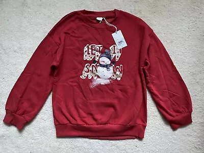 Buy NEW Girls Red ‘Let It Snow’ Snowman Christmas Jumper Age 12 Years Next • 15£