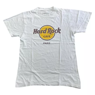 Buy Hard Rock Cafe Paris T-Shirt Graphic Print Big Logo Regular White Mens Medium • 11.99£