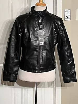Buy Brunello Firenze Pradesi ITALY Vegan Women’s Leather Black Jacket Sz 2XL NWT • 96.06£