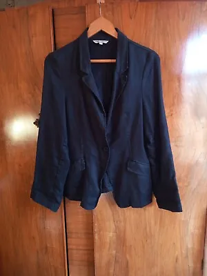 Buy M&S Indigo Collection Unlined Black Linen Jacket Blazer Size 8 VGC Goth Emo  • 9.99£