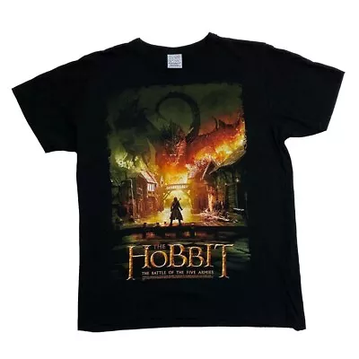 Buy THE HOBBIT The Battle Of The Five Armies LOTR Tolkien Movie T-Shirt Large Black • 16£