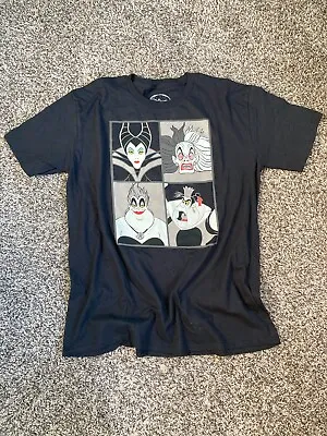 Buy Disney Villain's Ursula Cruella De Vil Maleficient Queen Of Hearts Black T-Shirt • 16.54£
