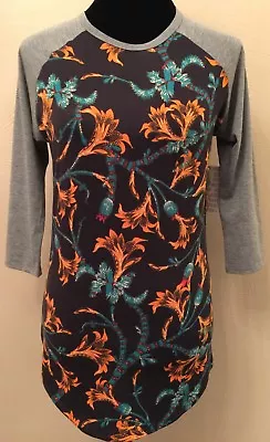 Buy LuLaRoe Womens Randy T T-Shirt Size XS Gray Floral Raglan Sleeve Scoop Neck New • 2.36£