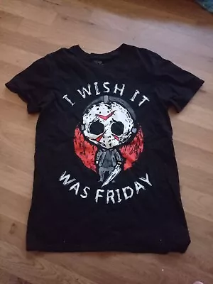 Buy Ladies Friday The 13th Jason I Wish It Was Friday Short Sleeve T-shirt Size S • 11.99£