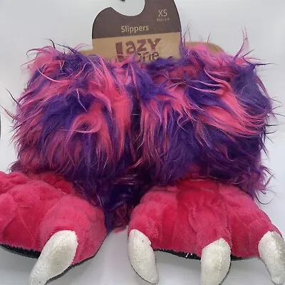 Buy Lazy One Pink/Purple Monster Paw Claw Slippers Unisex XS • 14.67£