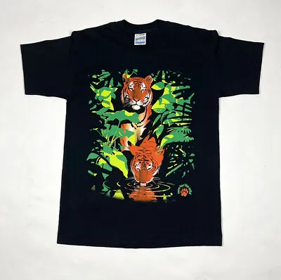Buy Vintage Single Stitch T-shirt Screen Stars Nature Tiger Print Black Mens M New • 18.99£