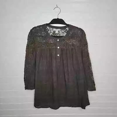 Buy Coldwater Creek Plus Size 2X Top Lacey Boho Peasant Henley Gauzy Cottage Indie • 24.08£