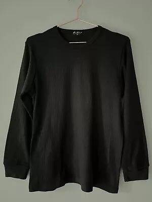 Buy Thermal Base Layer Top Womens Large Black Ribbed Long Sleeve T Shirt • 7.95£