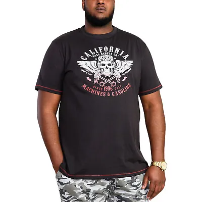 Buy D555 Mens Charles Big Tall Kingsize California Skull Print T-Shirt Tee - Black • 19.43£