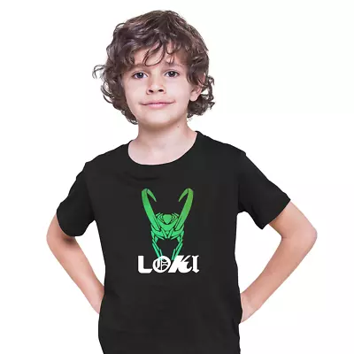 Buy Loki Helmet Marvel Superhero Comic Star Tom Hiddleston T-shirt For Kids • 14.69£