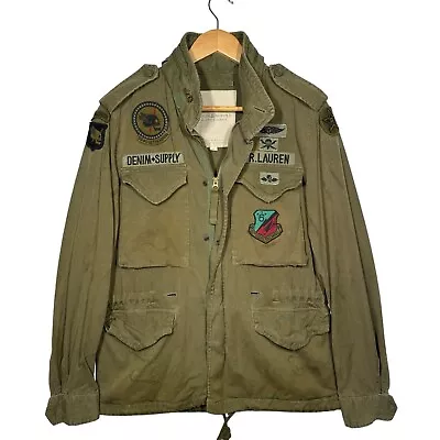 Buy Ralph Lauren Denim & Supply Field Jacket Military Patch Khaki Green Size Small • 139.99£