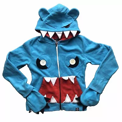 Buy Cupcake Cult Blue Teddy Shark Monster Zip Up Hoodie W Claw Gloves Emo Scene - S • 50£