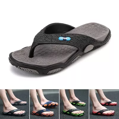 Buy Trendy Men's Thong Sandals Slippers Flip Flops Comfortable Shoes Gray 41~45 • 19.81£