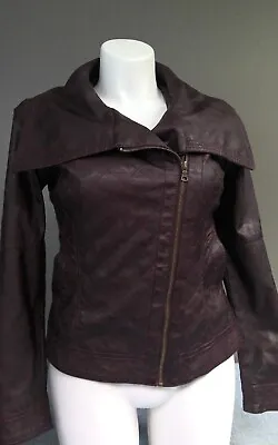 Buy GUESS Burgandy Faux Leather Motorcycle Bomber Jacket Women's Large • 28.41£
