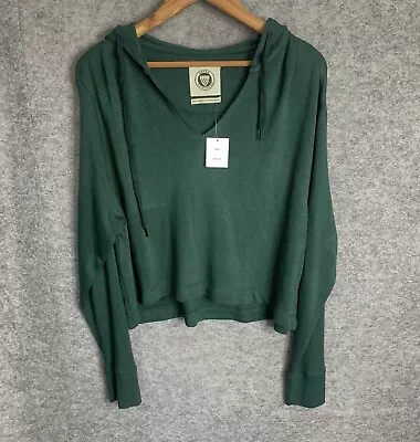 Buy Urban Outfitters NEW Cropped Green Hoodie Size Medium 12 UK V- Neck Long Sleeve • 29.99£