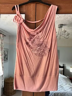 Buy Rare Ted Baker Rock Chick Pink Top T Shirt Size 3 (12) • 12.99£