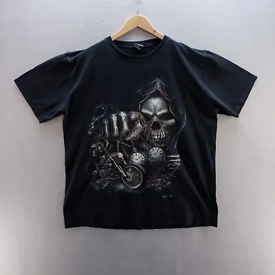Buy Wild Mens T Shirt XL Black Reaper Biker Goth Graphic Print Double Sided Cotton  • 8.99£