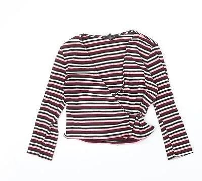 Buy FOREVER 21 Womens Multicoloured Striped Polyester Wrap T-Shirt Size M V-Neck • 3.25£