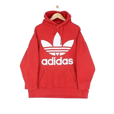 Buy Adidas Sweatshirt Hoodie Red Logo Trefoil Print Oversized Heavyweight Men Size L • 24.99£