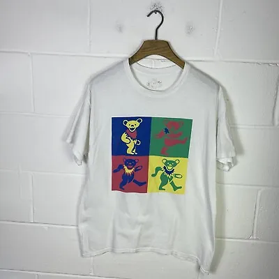 Buy Grateful Dead Shirt Mens Medium White Dancing Bears Psychedelic Jerry Garcia • 6.97£
