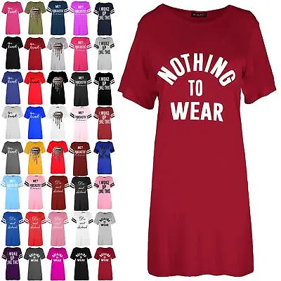 Buy Womens Ladies Nothing To Wear Baggy Oversize Round Neck Tunic T Shirt Mini Dress • 5.49£