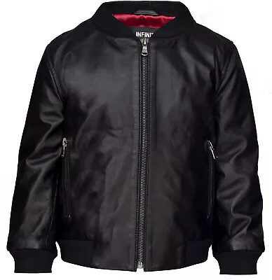 Buy Kids Unisex Varsity Black Baseball Leather Bomber Black Jacket (1-13Years) • 69.99£