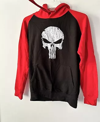 Buy The Punisher Logo Black & Red Skull Graphic Hoodie Gothic Grunge Marvel • 36£