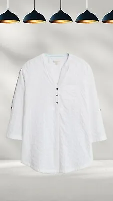 Buy Ex White Stuff Women’s 3/4 Sleeve Longline Shirt In Natural White (A Bit Defect) • 12.68£